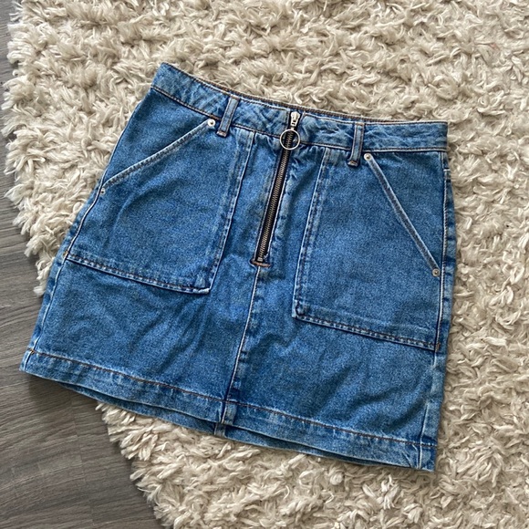 High-waisted Denim A-Line Skirt - Picture 1 of 5